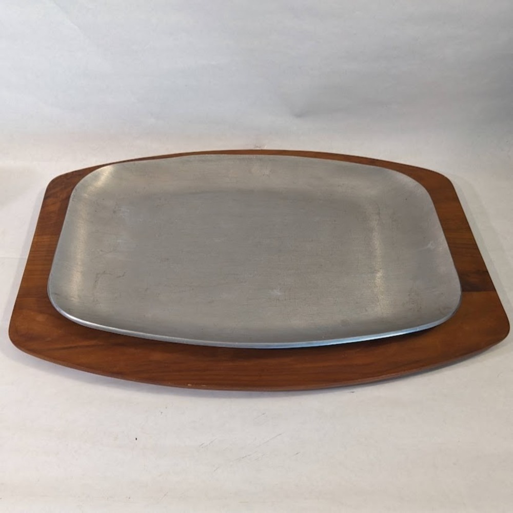 Vtg Gladmark Burbank Teak Wood Aluminum Steak Sizzler Platter Tray MCM Vintage